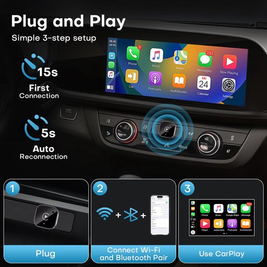 Dongle voor draadloos Carplay & Android - Afbeelding 4